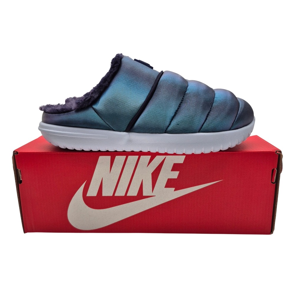 Nike Burrow SE Women's Size 8 Slippers Comfort Fuzzy Iridescent Imperial Purple